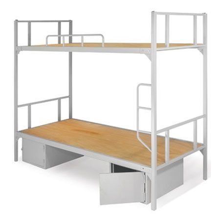 Giường sắt 2 tầng màu ghi có hộc - GS 07