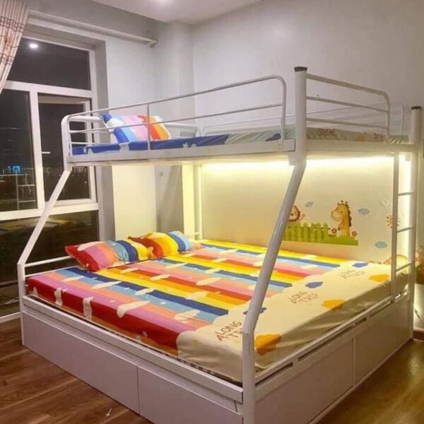 Giường sắt lệch tầng ống tròn 1m6 - GS 39