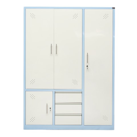 Tủ Sắt Đựng Quần Áo 3 Buồng Xanh Da Trời VN06